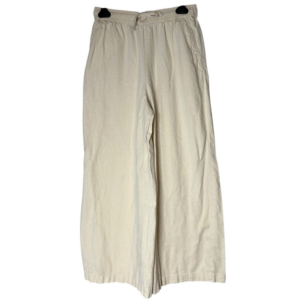 Roxy Linen Blend Pull On Pants Cream Wide Leg Beach Coastal Women’s Small - Picture 2 of 15